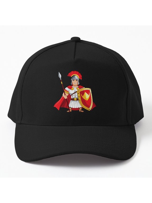 Roman Centurion Baseball Cap, Crest Helmet Shield Spear Legionary Graphic Design, Classic Hat