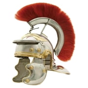 SZCO Handmade Style Officers Helmet Polished Carbon Steel Armor with Red Plume Authentic Collectible Display Piece