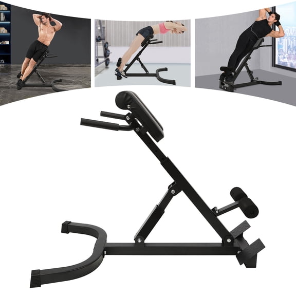 Roman Chairs Adjustable Foldable Dumbbell Bench Steel Home Gym Equipment 8 Length Settings 5 Incline Angles 330 lbs Max Breathable Foam Non-Slip Foot Pads for Core Back Abdomen 40.55x27.55x44.48 In