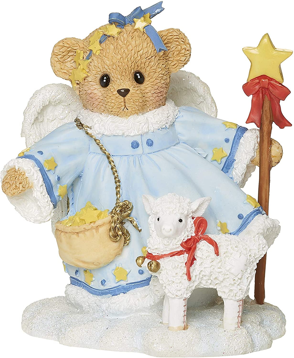 Roman Cherished Teddies, Stella Snow Angel with Lamb Figure, 3.75 Roman Cherished Teddies, Stella Snow Angel with Lamb Figure, 3.75