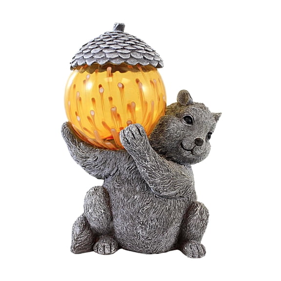 Roman Chipmunk Solar Pudgy Pal - One Garden Statue 8.5 Inch, Polyresin - Acorn Led 14255
