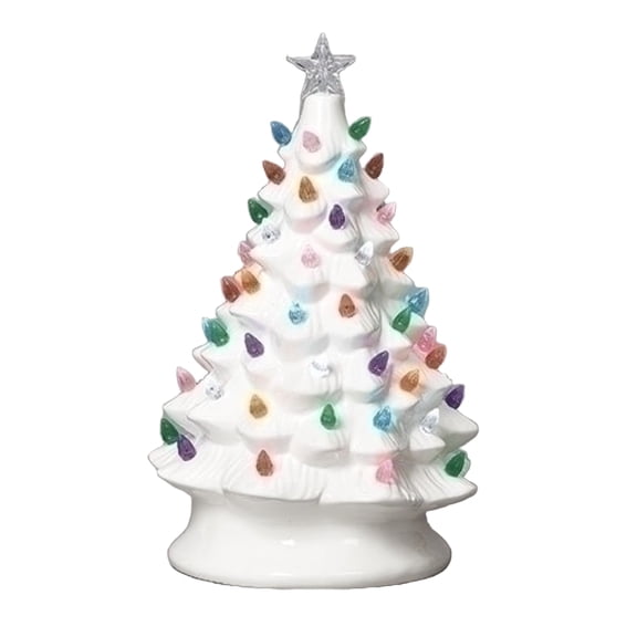 Roman Christmas - Lighted White Vintage Tree, 8" H, Christmas Collection, Ceramic, Battery Operated, Inspirational, Beautifully Detailed, Long Lasting
