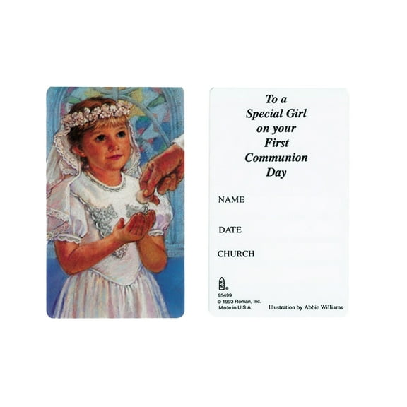 Roman Girl's First Communion Keepsake Cards - Set of 50