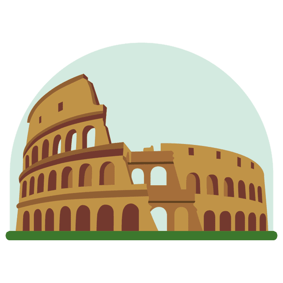 Roman Coliseum Historical Tourist Landmark 19" x 28" Vinyl Wall Sticker Decoration Glass Dome With Background Image Design Home Bedroom Living Room Famous Building Wall Decal