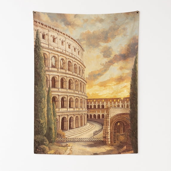 Roman Colosseum Majesty Wall Tapestry for Bedroom by DC | Italian-Inspired Tapestry Wall Hanging & Aesthetic Decor for Dorm, Living Room, Picnic & Home | 39"x52"