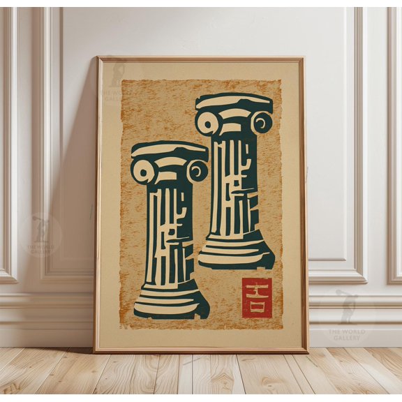 Roman Column Illustration Poster Classical Architecture Print Minimal Wall Art Decor