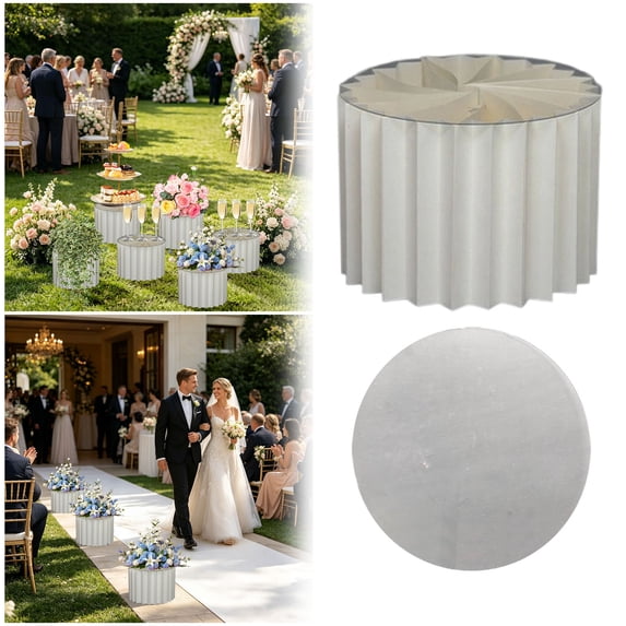 Roman Column Pedestal Foldable Cardboard Cylinder Stands,Paper Display Stands,Strong Load Bearing Capacity,For Catering Jewelry Wedding,Party Banquet Decor White