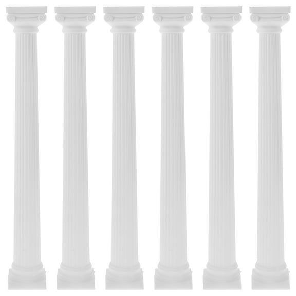 UEETEK 6Pcs Durable White Roman Pillar Decor for Sand Table and Garden Decorative Display