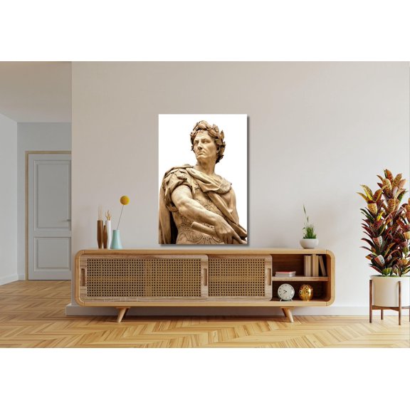 Roman Emperor Leader Marble Bust Classical History Portrait Profile, Stretched Canvas
