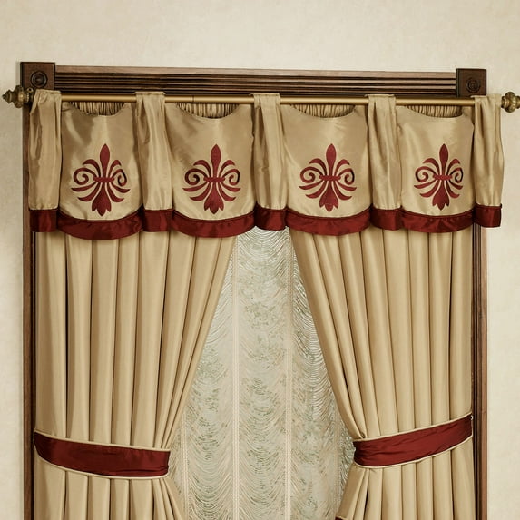 Roman Empire Collection - 4 Swag Valance - Gold Burgundy - Elegant Faux Silk - Luxurious Matching Valances for Royalty Bedroom - Window Treatment - Valance 4-Swag 74 x 20 Inches