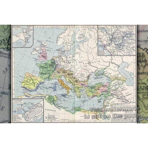 Roman Empire Expansion Map, 264 BC to 180 AD - 24"x36" Poster