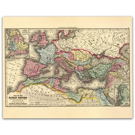 Roman Empire Map A.D.107 Poster - Ancient Roman Empire Map, Atlas - 11x14 Unframed Art Print - Great Vintage Gift and Decor for Home and for Historical Map Enthusiasts