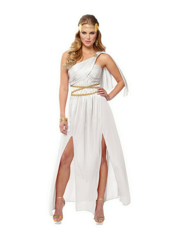 Roman Empress Womens Adult White Greek Goddess Halloween Costume-S