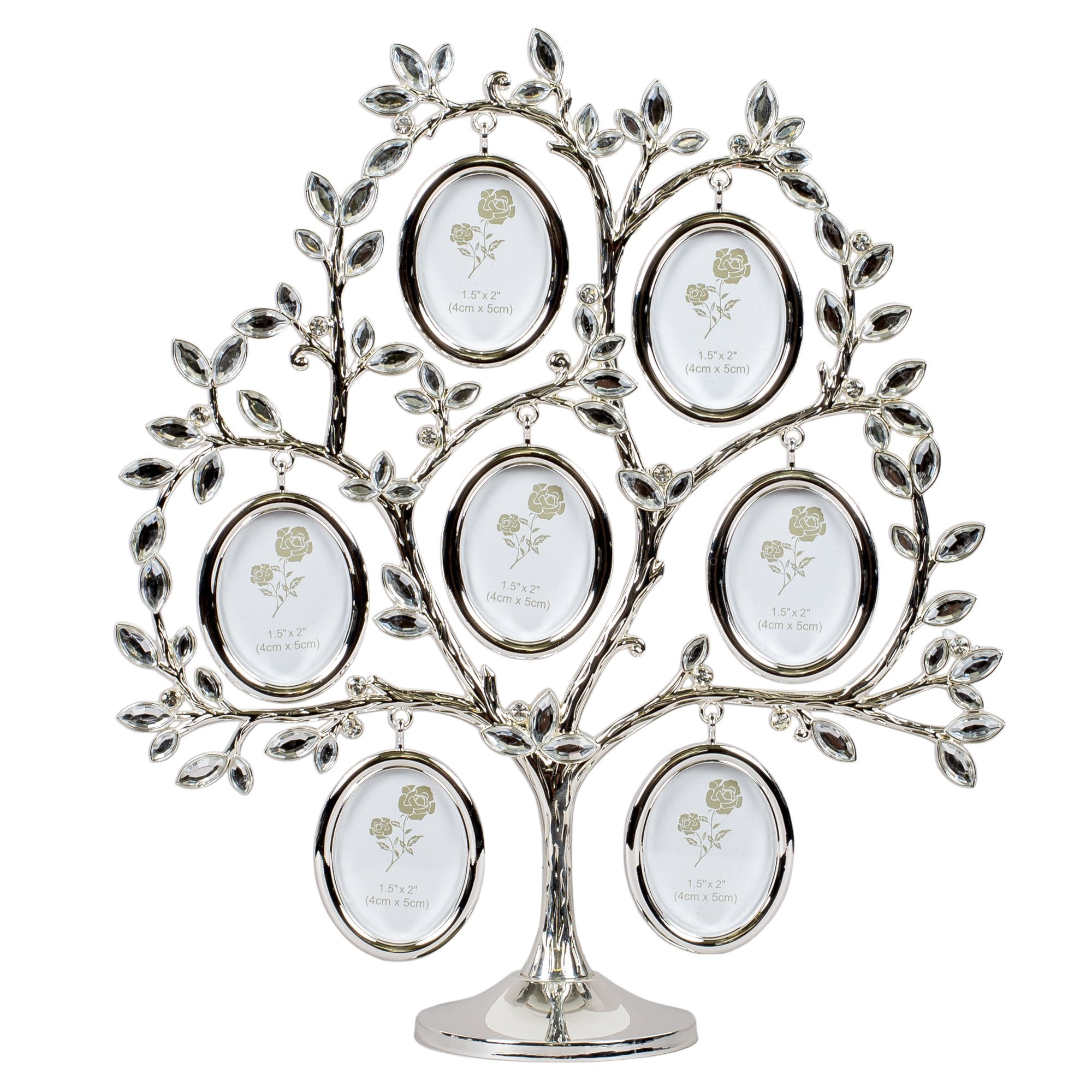 Elegant Silver Family Tree Photo Frame Stand