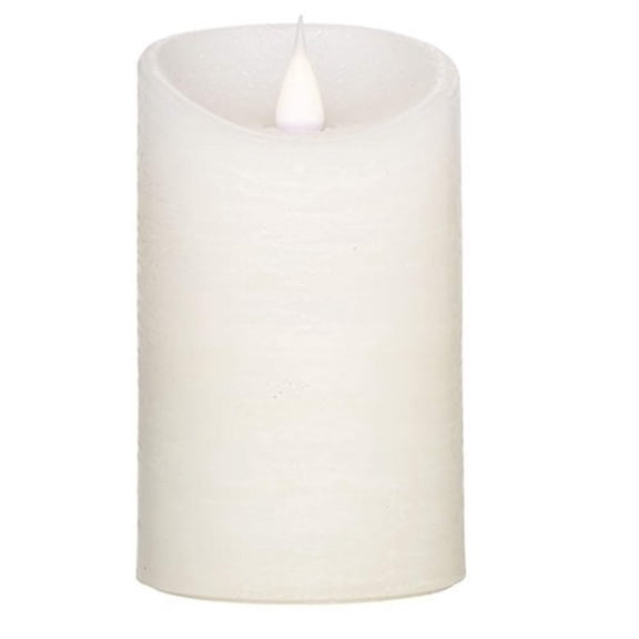 Roman Flameless LED Candle 5"H White Rustic Pillar Outdoor 3-D Motion