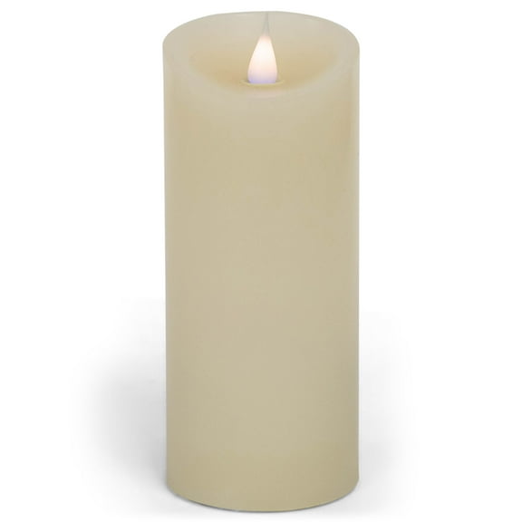 Roman Flameless LED Candle 7"H Ivory Smooth Outdoor Pillar 3-D Motion