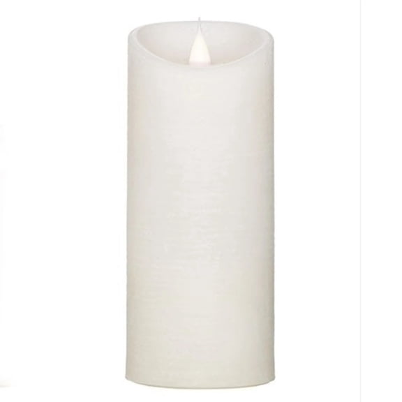 Roman Flameless LED Candle 7"H White Rustic Pillar Outdoor 3-D Motion