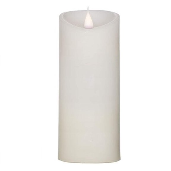 Roman Flameless LED Candle 7"H White Smooth Pillar Outdoor 3-D Motion