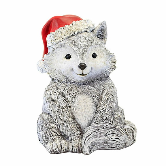 Roman Fox Pudgy Pal In Santa Hat - One Figurine 9.0 Inch, Polyresin - Garden Statue Animal Christmas 136594