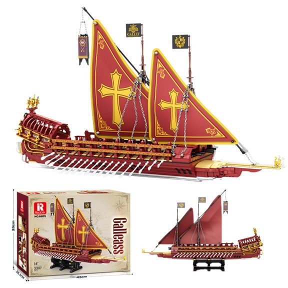 Roman Galleass Warship Building Blocks, 3387PCS Ancient Historical Galley Model for Adult Collection
