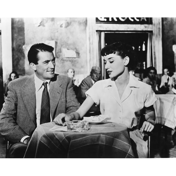 Roman Holiday Gregory Peck Audrey Hepburn At Rocca Caf 24x36 Classic Hollywood Poster