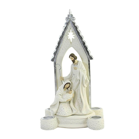 Roman Holy Family Advent Silver Dot Candle Holder (Candles not Included)