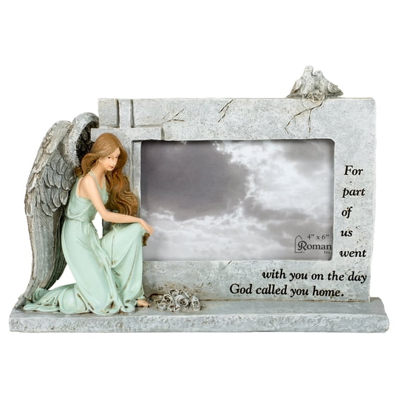 Roman Inc. 7"H MEMORIAL FRAME, HOLDS 4X6 FOREVER WITH THE ANGELS