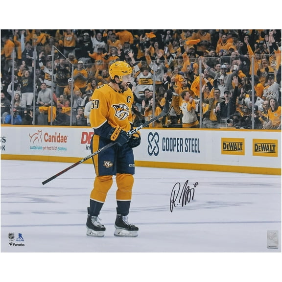 Roman Josi Nashville Predators Autographed 16" x 20" Gold Jersey Celebrating Photograph - Fanatics Authentic Certified