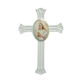 Roman 7.5" First Communion Girl Wall Cross by Kathryn Fincher Porcelain Religious Gift
