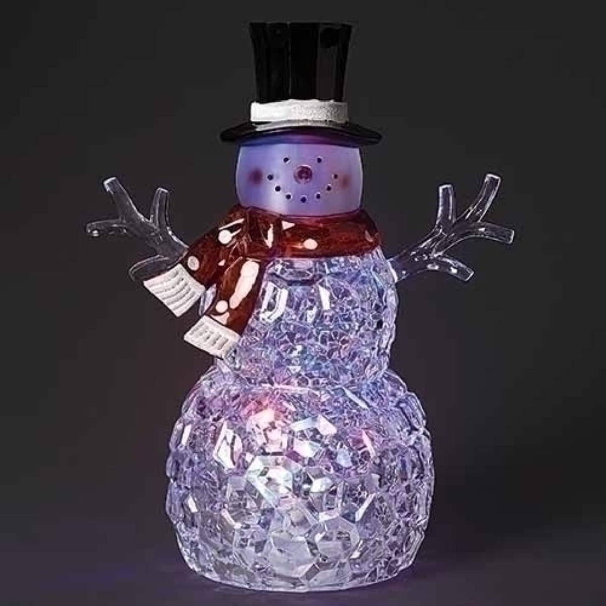 12" Clear Acrylic Snowman with Color-Changing LED Lights