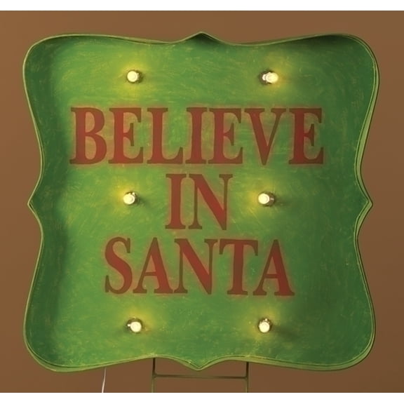 Roman Lighted "Believe in Santa" Christmas Sign Outdoor Decoration - 31" - Clear Lights