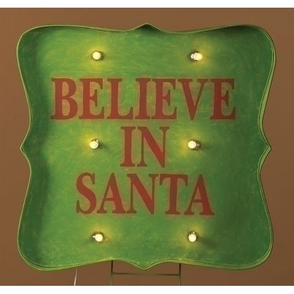 Roman Lighted "Believe in Santa" Christmas Sign Outdoor Decoration - 31" - Clear Lights