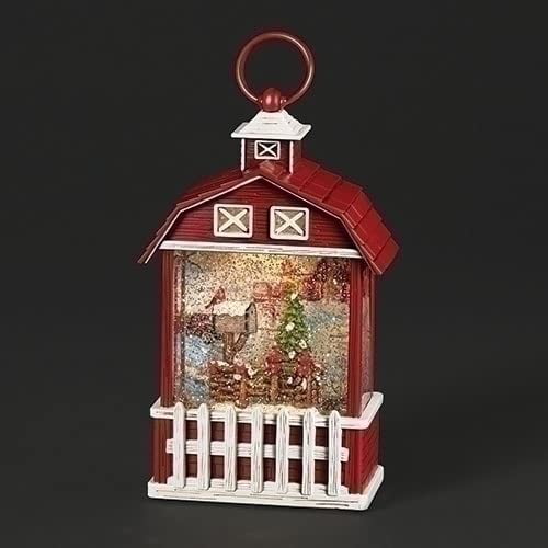Roman Lighted Swirl Barn and Fence, 9.7-inch Height, Plastic