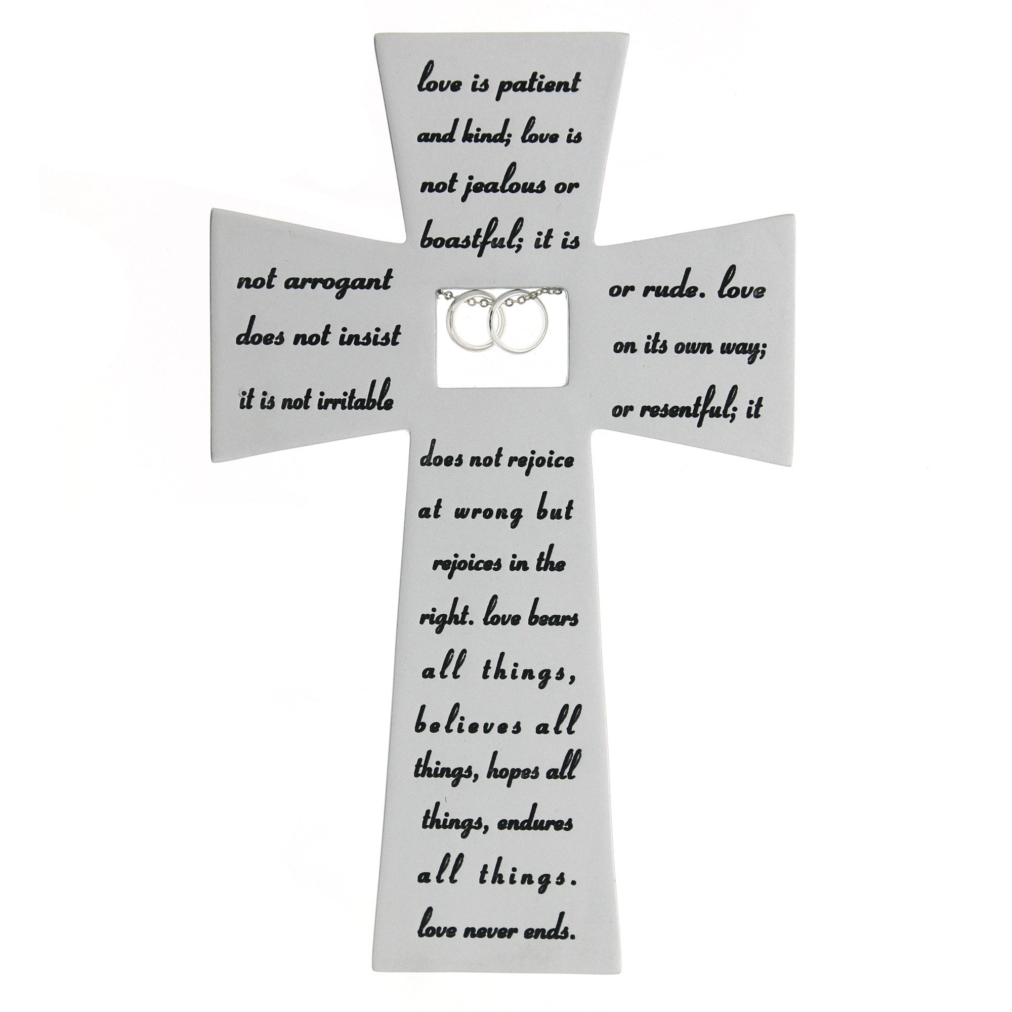Gray Resin Inspirational Wall Cross with Metal Rings