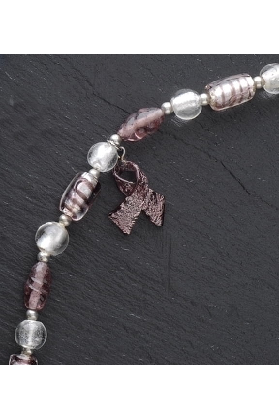 Moments In Life "Cancer" Survivor Purple Beaded Bracelet