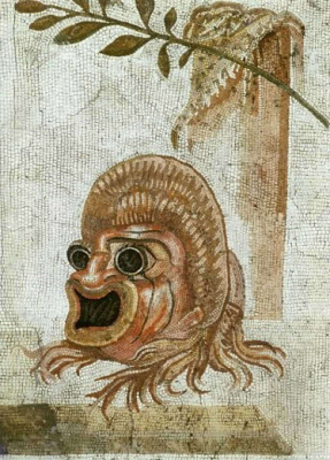 Roman Mosaic-Tragic Mask Mosaic Laterano Museum Rome Italy Canvas Art - (18 x 24)