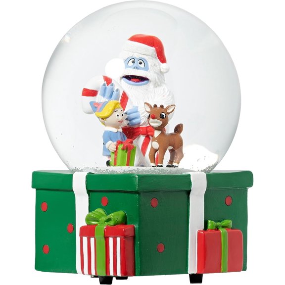 Roman Musical Rotating Rudolph Glitterdome, 6.5 Christmas Snow Globe