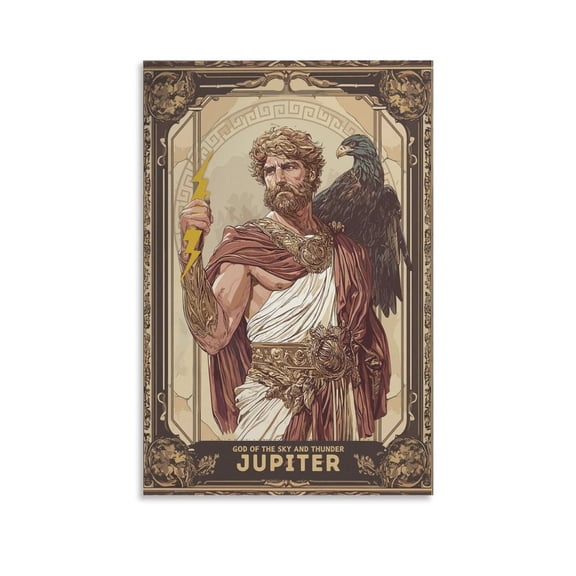 Roman Mythology Vintage Poster Roman God Jupiter Artworks Picture Print Poster Wall Art Painting Canvas Gift Decor Home Posters Decorative 16x24inch(40x60cm)