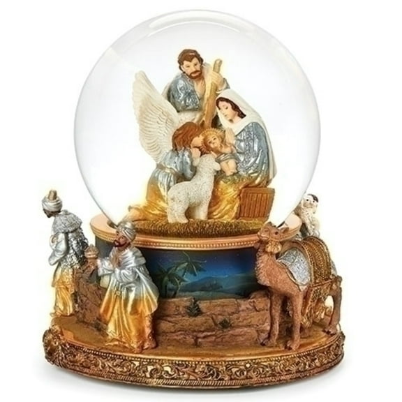 Roman Nativity Double Rotating Wind Up Musical Water Globe