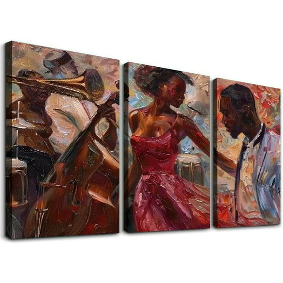 Roman Nogin Black Jazz Musician Abstract Painting Canvas Print Gift Canvas Painting Wall Art for Bedroom Living Room Decor