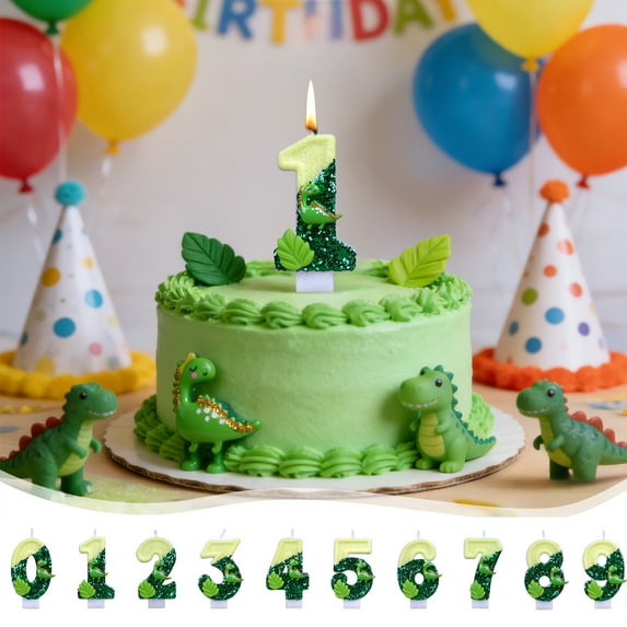 Roman Numeral Birthday Candle | Green Number Wax Candle 4x7cm | Floral Design, Multicolor, Long-Lasting Burn | Cake Topper for Party, Anniversary, Celebration