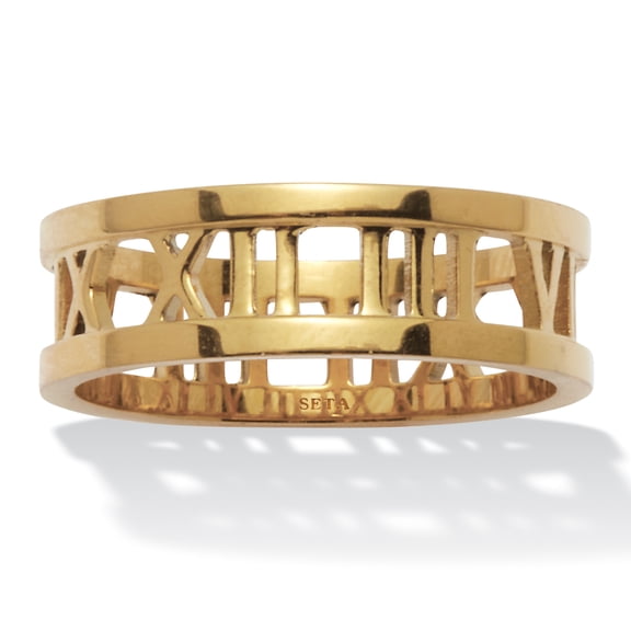 Roman Numeral Gold Ion-Plated Stainless Steel Ring