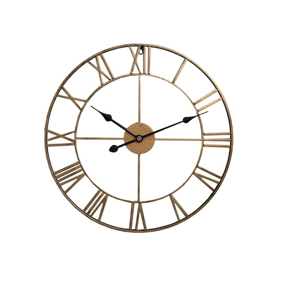 Roman Numeral Open Frame Wall Clock, Large Minimalist Skeleton, Modern Decorative Hollow Round Wall Clock for Living Room Bedroom Office Farmhouse Home Decor