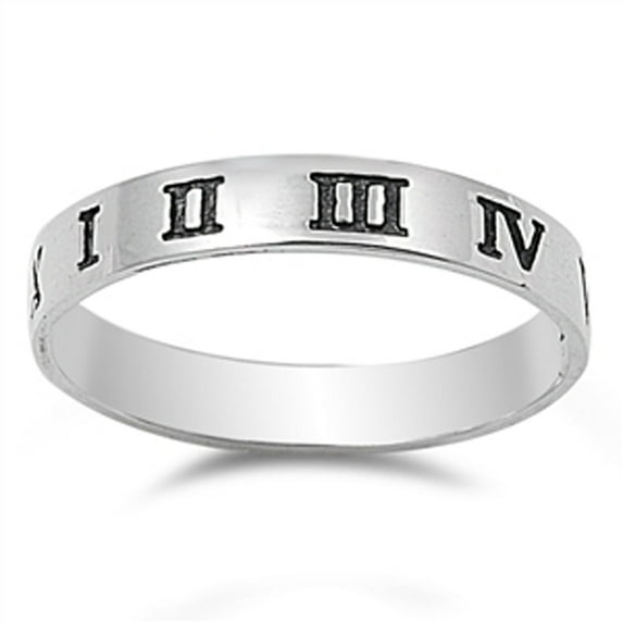 Roman Numeral Ring Solid .925 Sterling Silver Band Jewelry Female Male Unisex Size 10