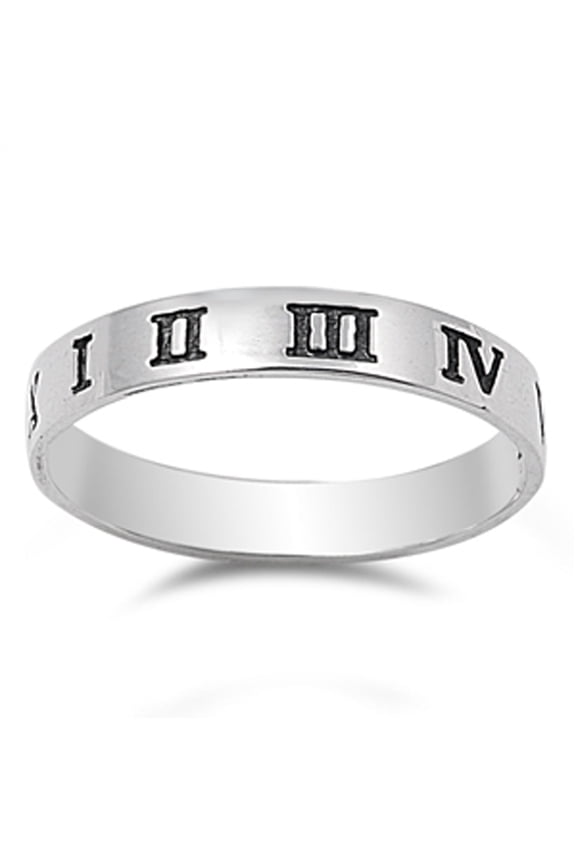Roman Numeral Ring Solid .925 Sterling Silver Band Jewelry Female Male Unisex Size 7