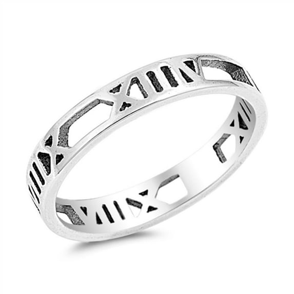 Roman Numeral Wholesale Eternity Ring .925 Sterling Silver Men's Band Jewelry Female Male Size 5