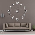thumbnail image 1 of Roman Numerals DIY Big Wall Clock Modern Kitty Cat Watch Giant 3D Mirror Large Number Wall Clock Sticker Cat Lover Creative Gift(Silver,27inch), 1 of 9
