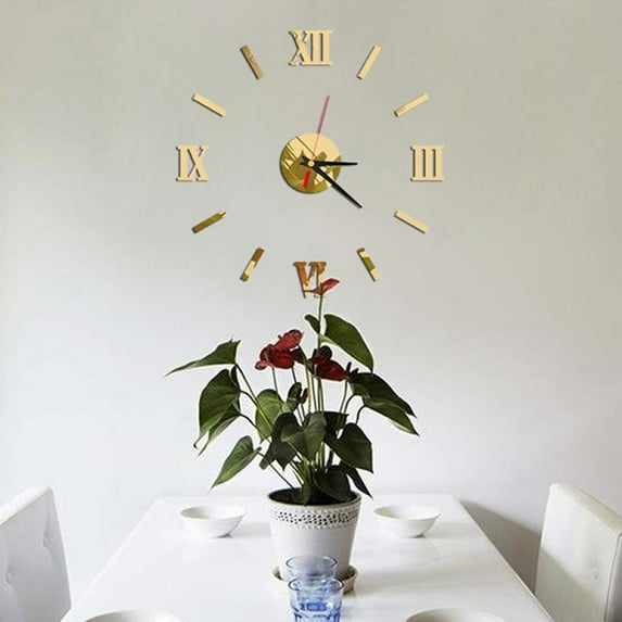 Roman Numerals Frameless Large Acrylic Mirror Surface 3D DIY Wall Clock Home Office School Wall Decor Clock Stickers