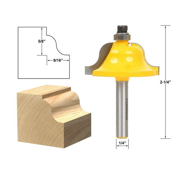 Roman Ogee Edging and Molding Router Bit - Large - 1/4" Shank - Yonico 13184q