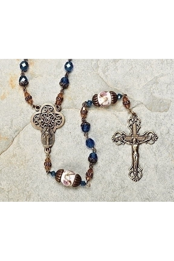 Our Lady of Guadalupe Glass Beaded Rosary - 22"